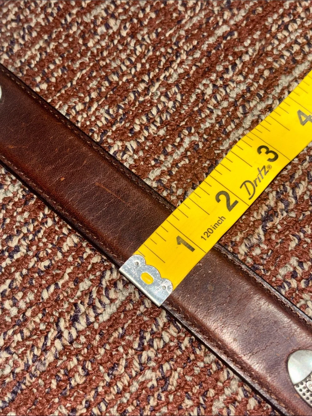 Vintage Danbury brown leather belt golf club concho preppy silver buckle belt